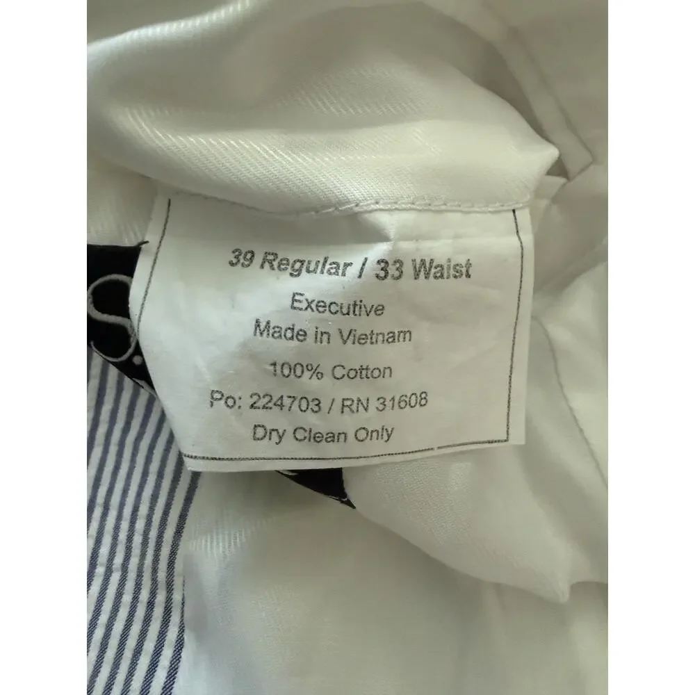 Jos A Bank Seersucker Blazer Tailored Fit Sport Coat Jacket Men's 39R Blue White